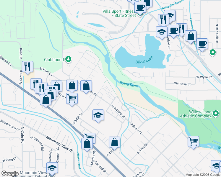 map of restaurants, bars, coffee shops, grocery stores, and more near 515 East 50th Street in Garden City