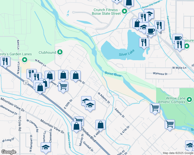 map of restaurants, bars, coffee shops, grocery stores, and more near 515 East 50th Street in Garden City