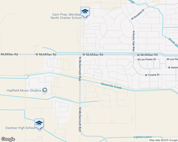 map of restaurants, bars, coffee shops, grocery stores, and more near 6272 West Mattawa Drive in Meridian