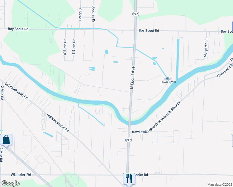 map of restaurants, bars, coffee shops, grocery stores, and more near 3463 Hidden Road in Bay City