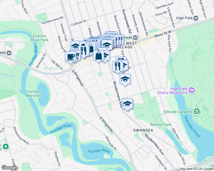 map of restaurants, bars, coffee shops, grocery stores, and more near in Toronto