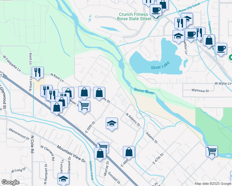 map of restaurants, bars, coffee shops, grocery stores, and more near 515 East 50th Street in Garden City