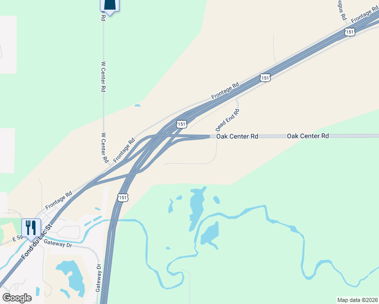 map of restaurants, bars, coffee shops, grocery stores, and more near W10953 Dead End Road in Waupun