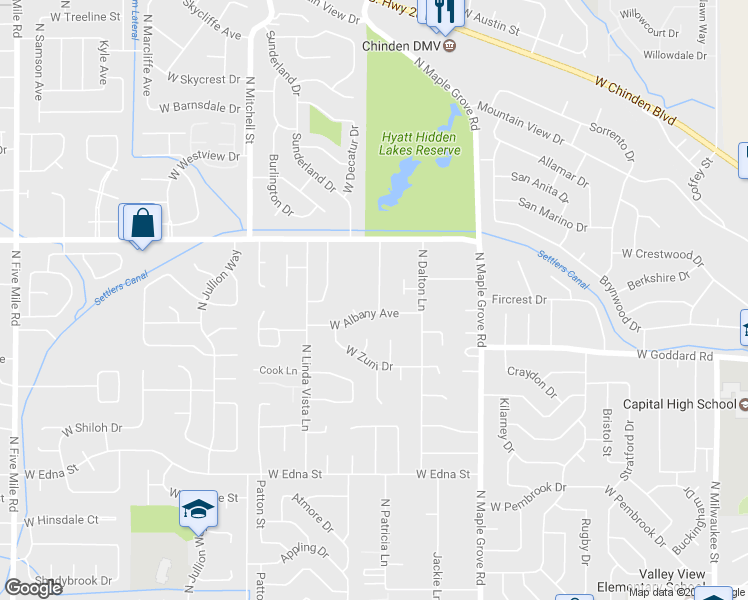 map of restaurants, bars, coffee shops, grocery stores, and more near 4579 Jennifer Street in Boise