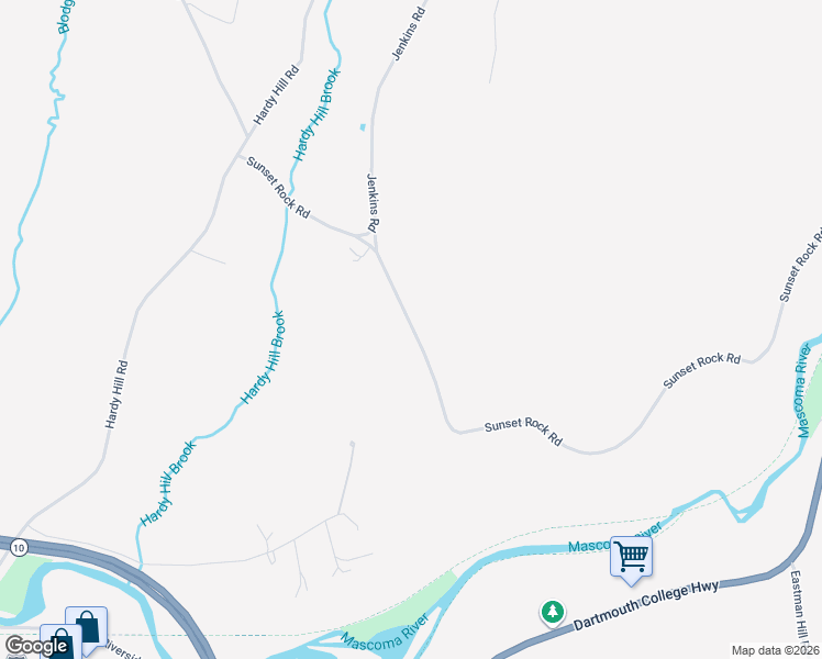 map of restaurants, bars, coffee shops, grocery stores, and more near 58 Sunset Rock Road in Lebanon
