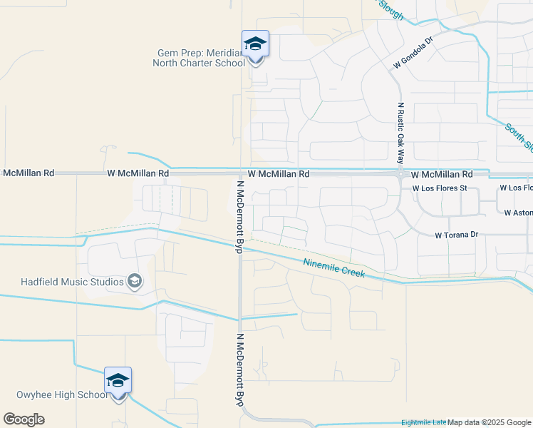 map of restaurants, bars, coffee shops, grocery stores, and more near 6272 West Mattawa Drive in Meridian