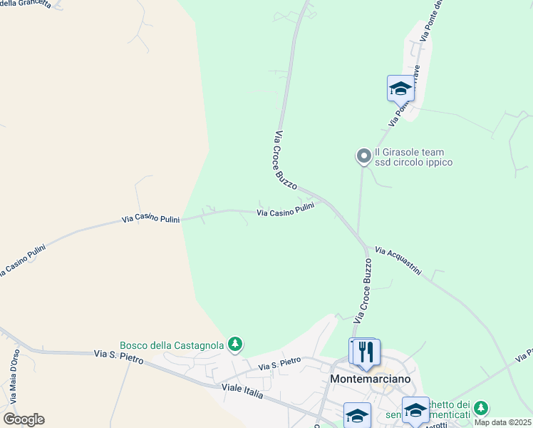 map of restaurants, bars, coffee shops, grocery stores, and more near 1 Via Casino Pulini in Provincia di Ancona