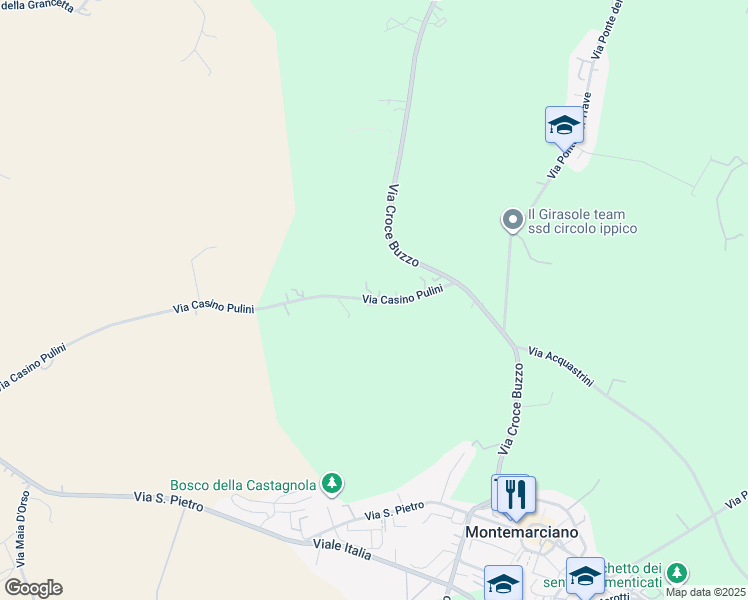 map of restaurants, bars, coffee shops, grocery stores, and more near 1 Via Casino Pulini in Provincia di Ancona