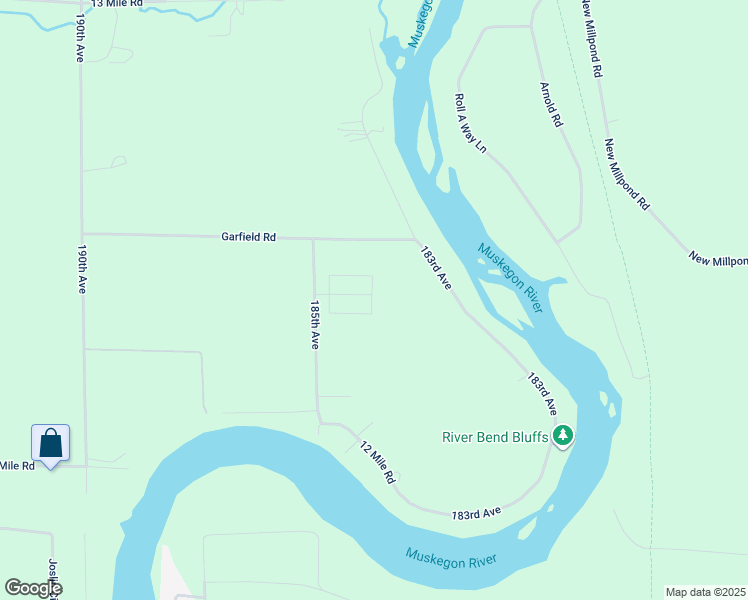 map of restaurants, bars, coffee shops, grocery stores, and more near 12380 185th Avenue in Big Rapids