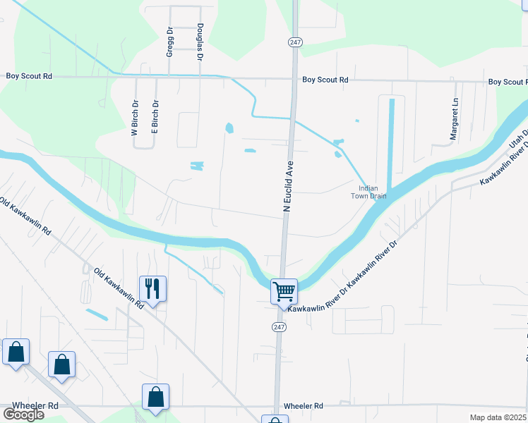 map of restaurants, bars, coffee shops, grocery stores, and more near 3463 Hidden Road in Bay City