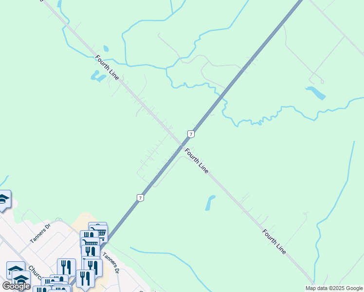 map of restaurants, bars, coffee shops, grocery stores, and more near in Halton Hills