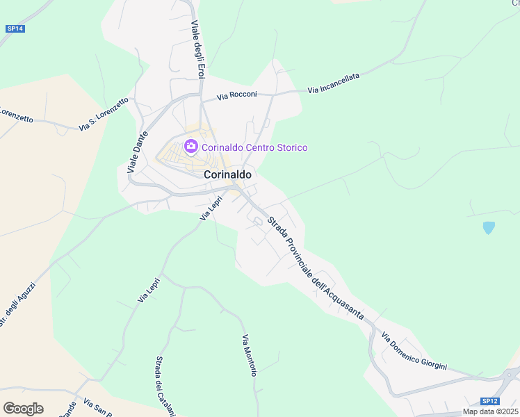 map of restaurants, bars, coffee shops, grocery stores, and more near 5 Via Qualandro in Corinaldo