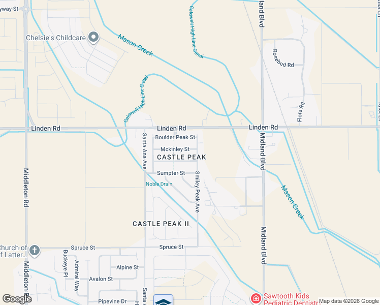 map of restaurants, bars, coffee shops, grocery stores, and more near 10305 Mckinley Street in Nampa