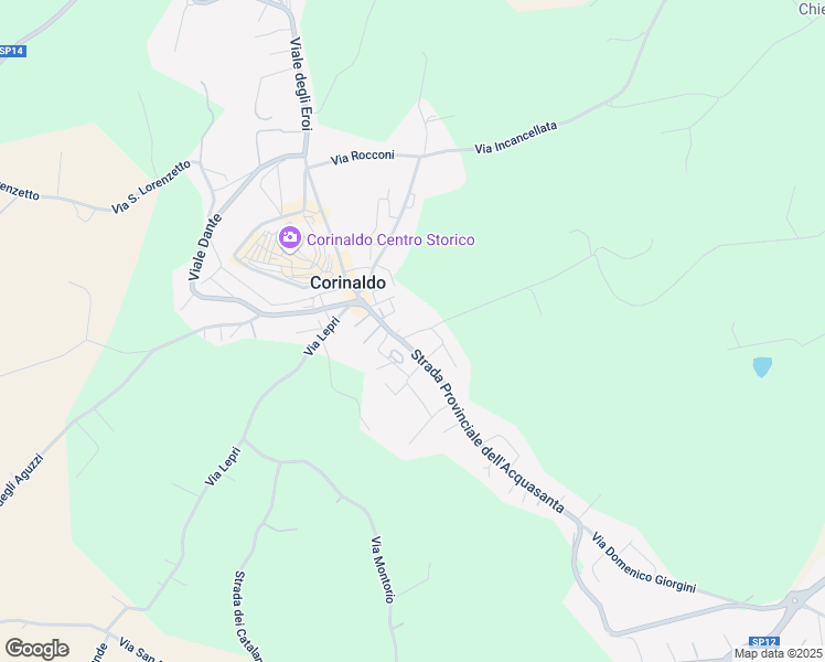 map of restaurants, bars, coffee shops, grocery stores, and more near 5 Via Qualandro in Corinaldo