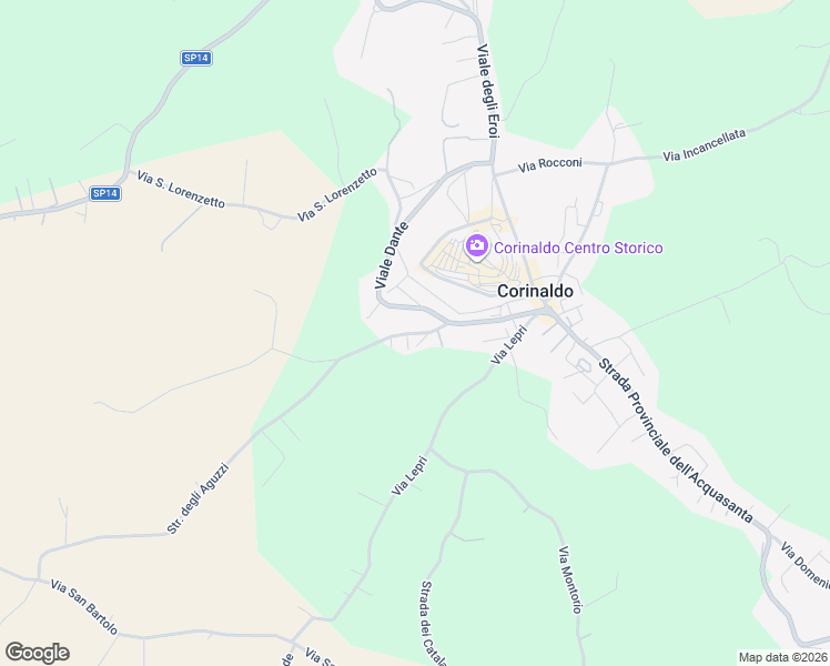 map of restaurants, bars, coffee shops, grocery stores, and more near 3 Via Madonna degli Angeli in Corinaldo