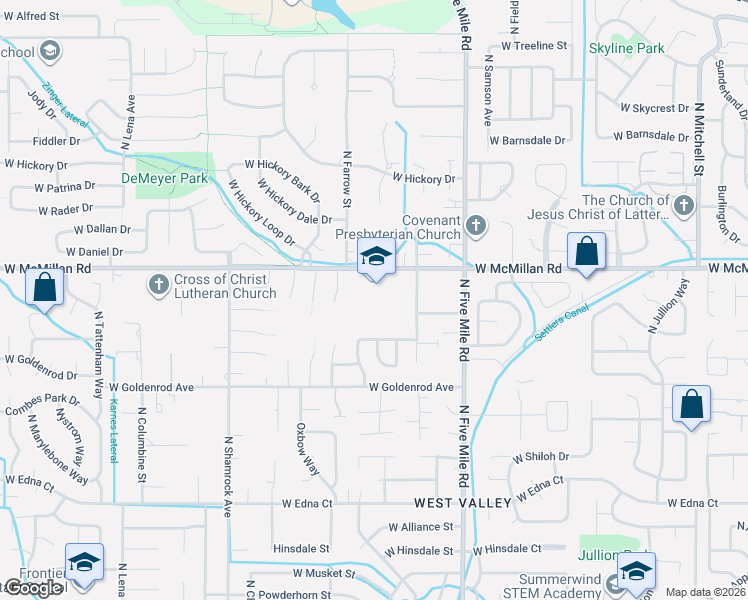 map of restaurants, bars, coffee shops, grocery stores, and more near 10858 West Albany Street in Boise