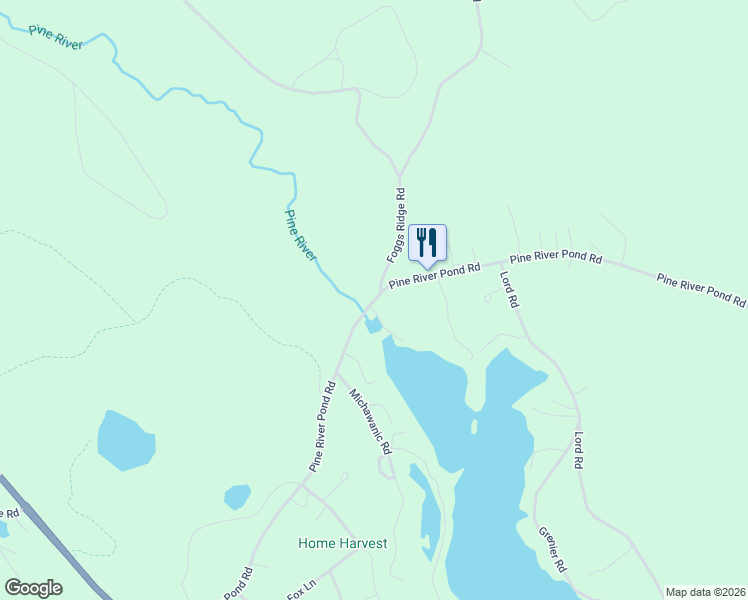 map of restaurants, bars, coffee shops, grocery stores, and more near 462 Pine River Pond Road in Wakefield