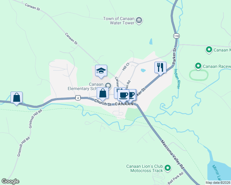 map of restaurants, bars, coffee shops, grocery stores, and more near 9 Canaan Street in Canaan