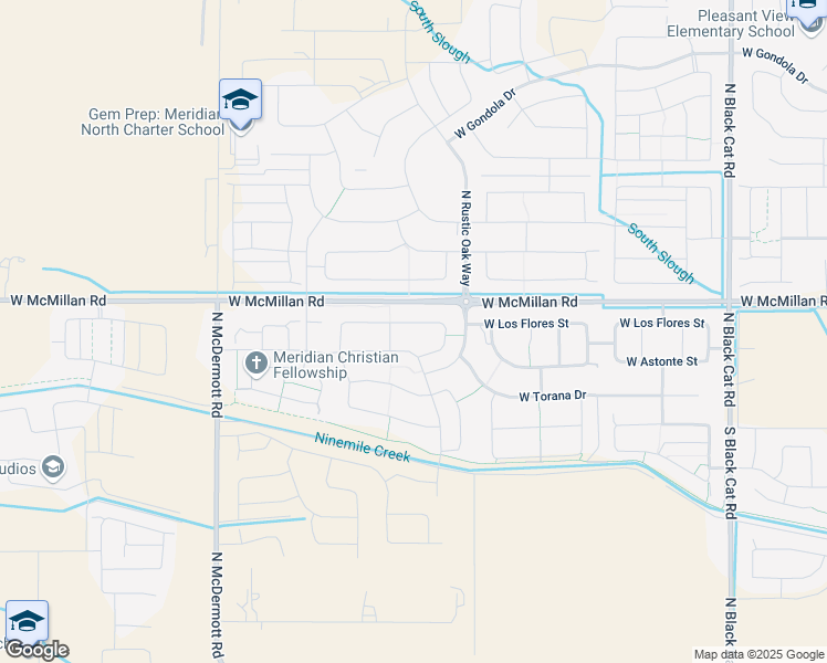 map of restaurants, bars, coffee shops, grocery stores, and more near 5781 West Quintale Drive in Meridian