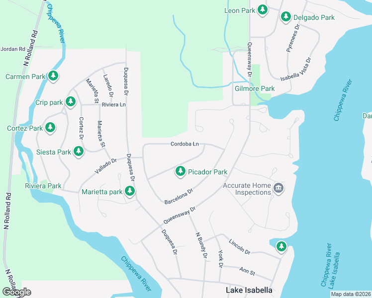 map of restaurants, bars, coffee shops, grocery stores, and more near 1018 Cordoba in Weidman