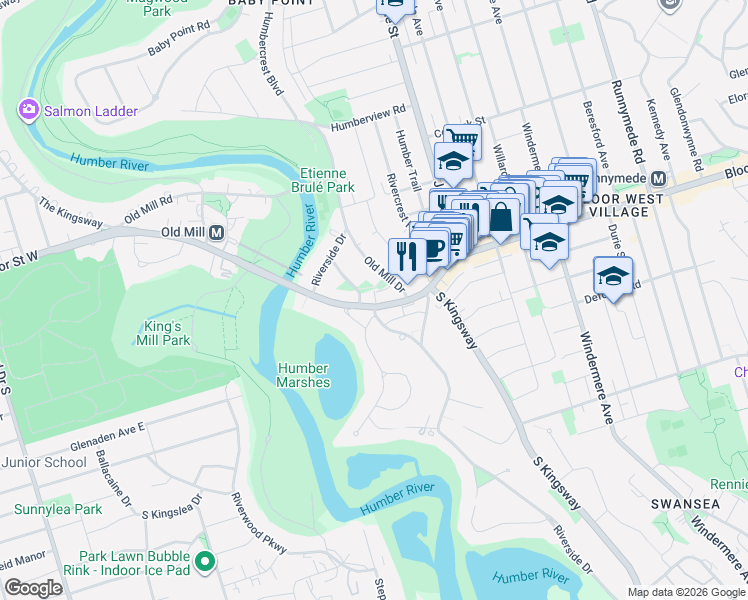 map of restaurants, bars, coffee shops, grocery stores, and more near in Toronto