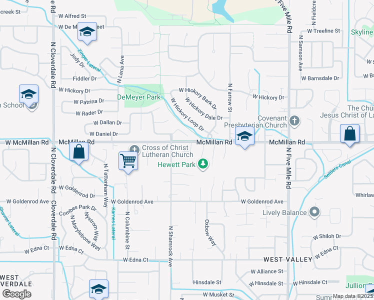 map of restaurants, bars, coffee shops, grocery stores, and more near 4751 North Pennfield Place in Boise