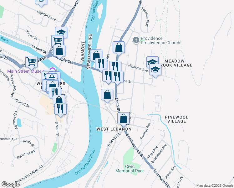 map of restaurants, bars, coffee shops, grocery stores, and more near in Lebanon