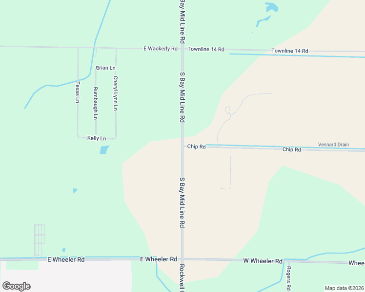 map of restaurants, bars, coffee shops, grocery stores, and more near North Bay-Midland County Line Road in Midland