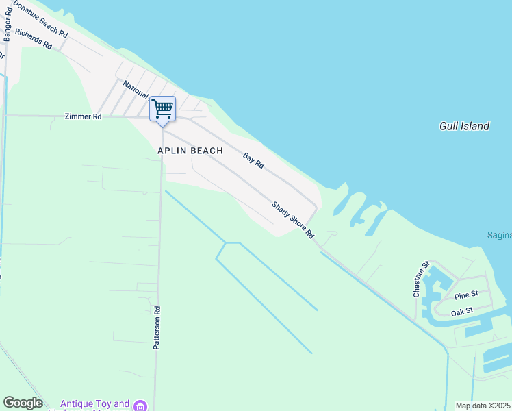 map of restaurants, bars, coffee shops, grocery stores, and more near 908 Shady Shore Road in Bay City