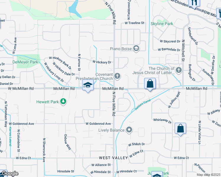 map of restaurants, bars, coffee shops, grocery stores, and more near in Boise