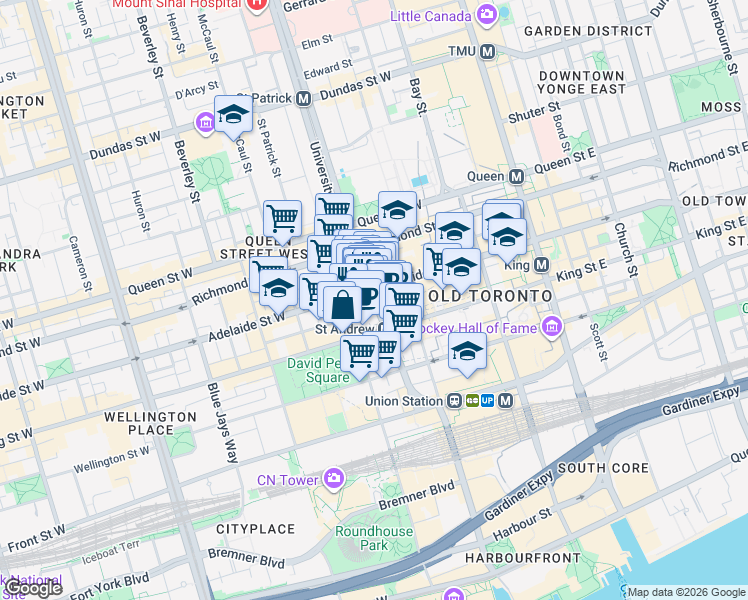 map of restaurants, bars, coffee shops, grocery stores, and more near 4a Antrim Crescent in Toronto
