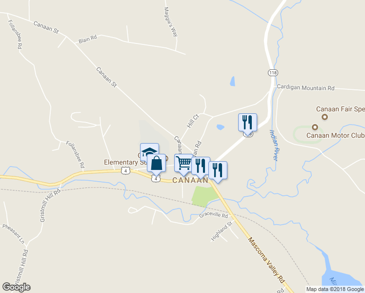 map of restaurants, bars, coffee shops, grocery stores, and more near 32 Canaan Street in Canaan