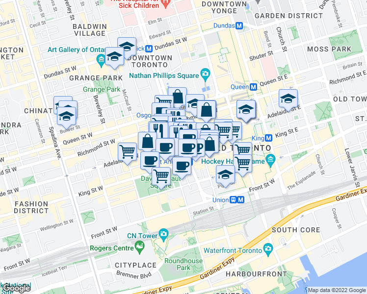 map of restaurants, bars, coffee shops, grocery stores, and more near 26 Engelhart Crescent in Toronto