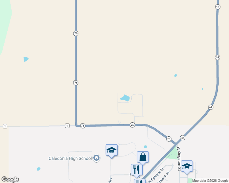 map of restaurants, bars, coffee shops, grocery stores, and more near 313 Cardinal Road in Caledonia