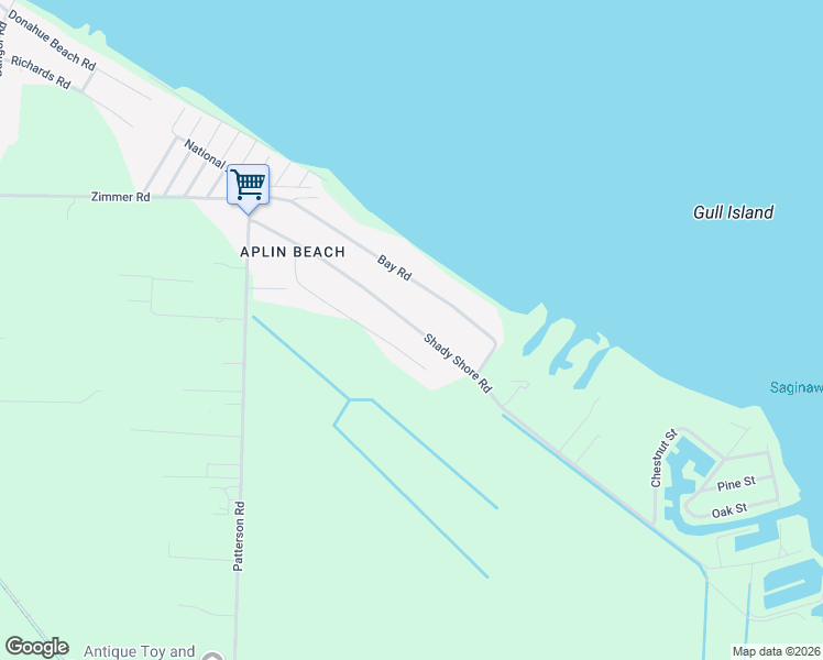 map of restaurants, bars, coffee shops, grocery stores, and more near 908 Shady Shore Drive in Bay City