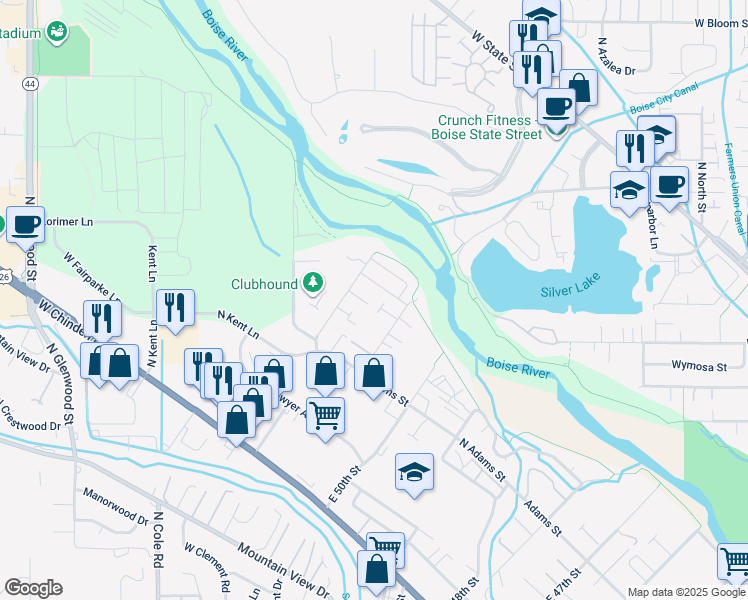 map of restaurants, bars, coffee shops, grocery stores, and more near 466 East 51st Street in Garden City