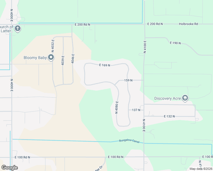 map of restaurants, bars, coffee shops, grocery stores, and more near 4072 East 159 North in Rigby