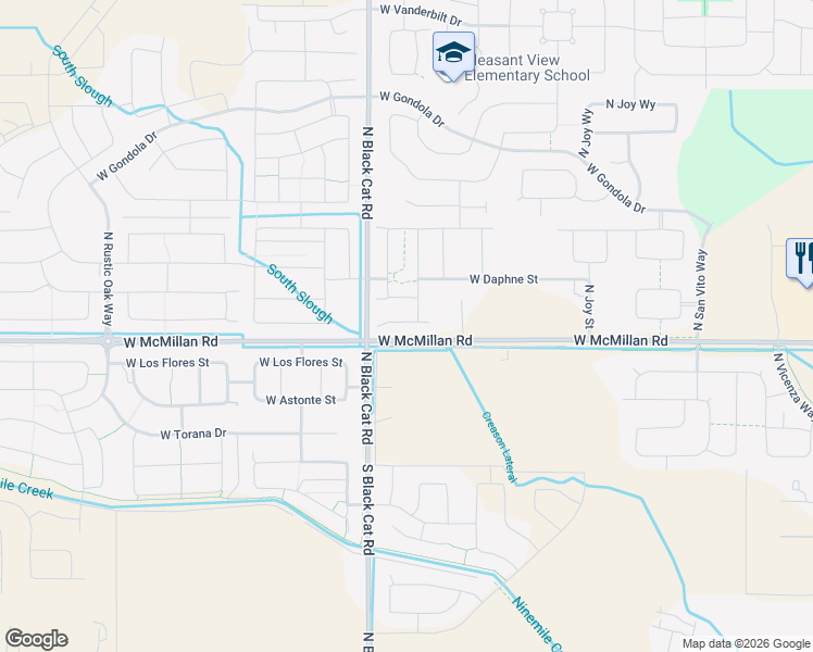 map of restaurants, bars, coffee shops, grocery stores, and more near 4739 West McMillan Road in Meridian