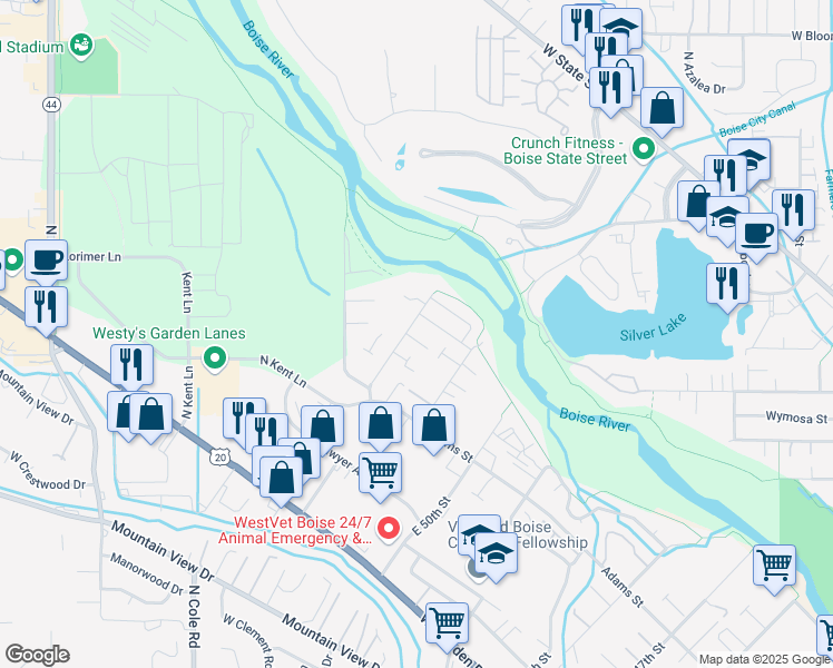 map of restaurants, bars, coffee shops, grocery stores, and more near 466 East 51st Street in Garden City
