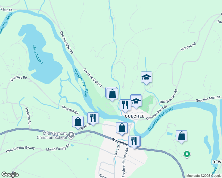 map of restaurants, bars, coffee shops, grocery stores, and more near 1957 Quechee Main Street in Hartford