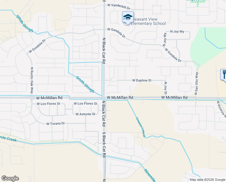 map of restaurants, bars, coffee shops, grocery stores, and more near 4739 West McMillan Road in Meridian