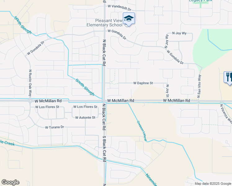 map of restaurants, bars, coffee shops, grocery stores, and more near 4924 North Black Cat Road in Meridian