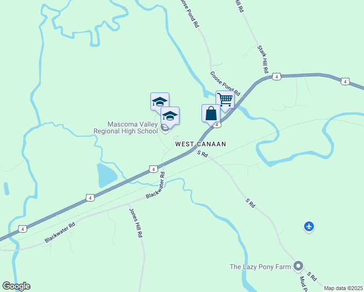 map of restaurants, bars, coffee shops, grocery stores, and more near 203 U.S. 4 in Canaan