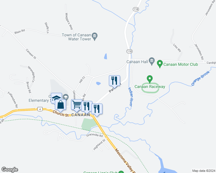 map of restaurants, bars, coffee shops, grocery stores, and more near 81 Reagan Road in Canaan