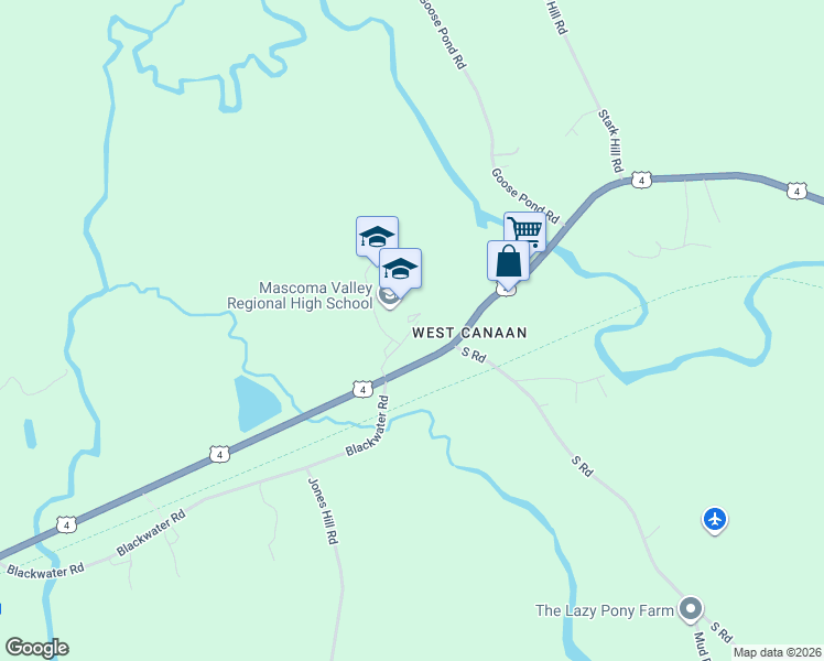 map of restaurants, bars, coffee shops, grocery stores, and more near Royal Road in Canaan