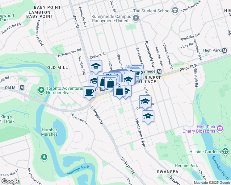 map of restaurants, bars, coffee shops, grocery stores, and more near in Toronto