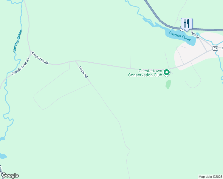 map of restaurants, bars, coffee shops, grocery stores, and more near 65 Ferris Road in Chestertown