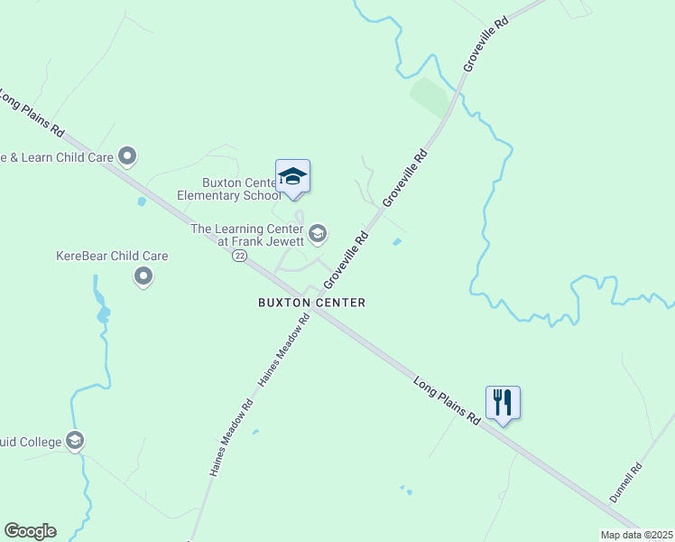map of restaurants, bars, coffee shops, grocery stores, and more near 24 Groveville Road in Buxton