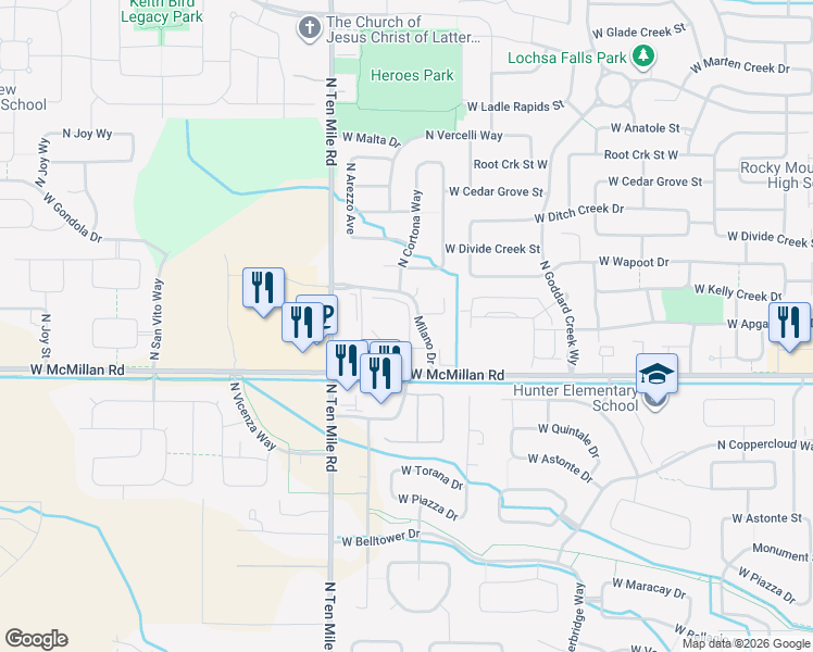map of restaurants, bars, coffee shops, grocery stores, and more near in Meridian