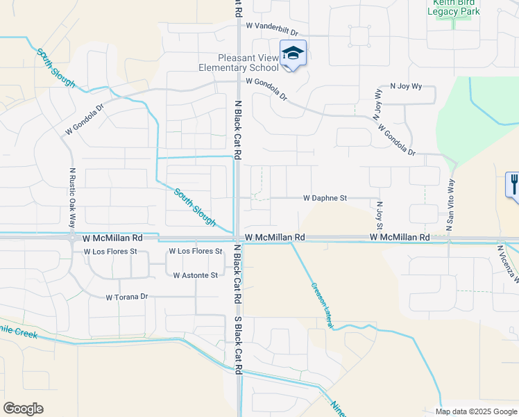 map of restaurants, bars, coffee shops, grocery stores, and more near 4924 North Black Cat Road in Meridian